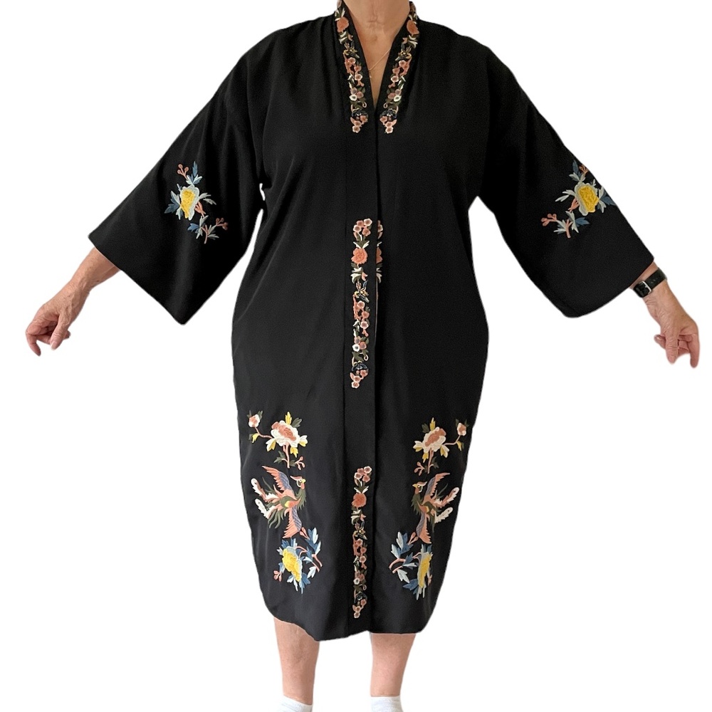 Top Shop Kimono Size 6 Black/Peach Reversible